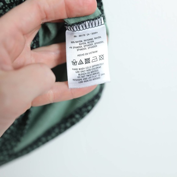 Anthropologie Postmark Retro Green Black Stretchy Floral Neck Tie Blouse - Picture 4 of 6